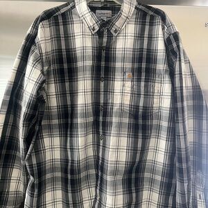 Carhartt Men’s Black and White Plaid Button-Down Shirt